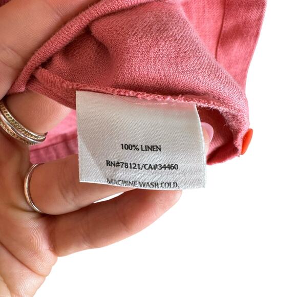 Eileen Fisher Salmon Pink 100% Linen Button Up Long Sleeve Shirt - Picture 13 of 14